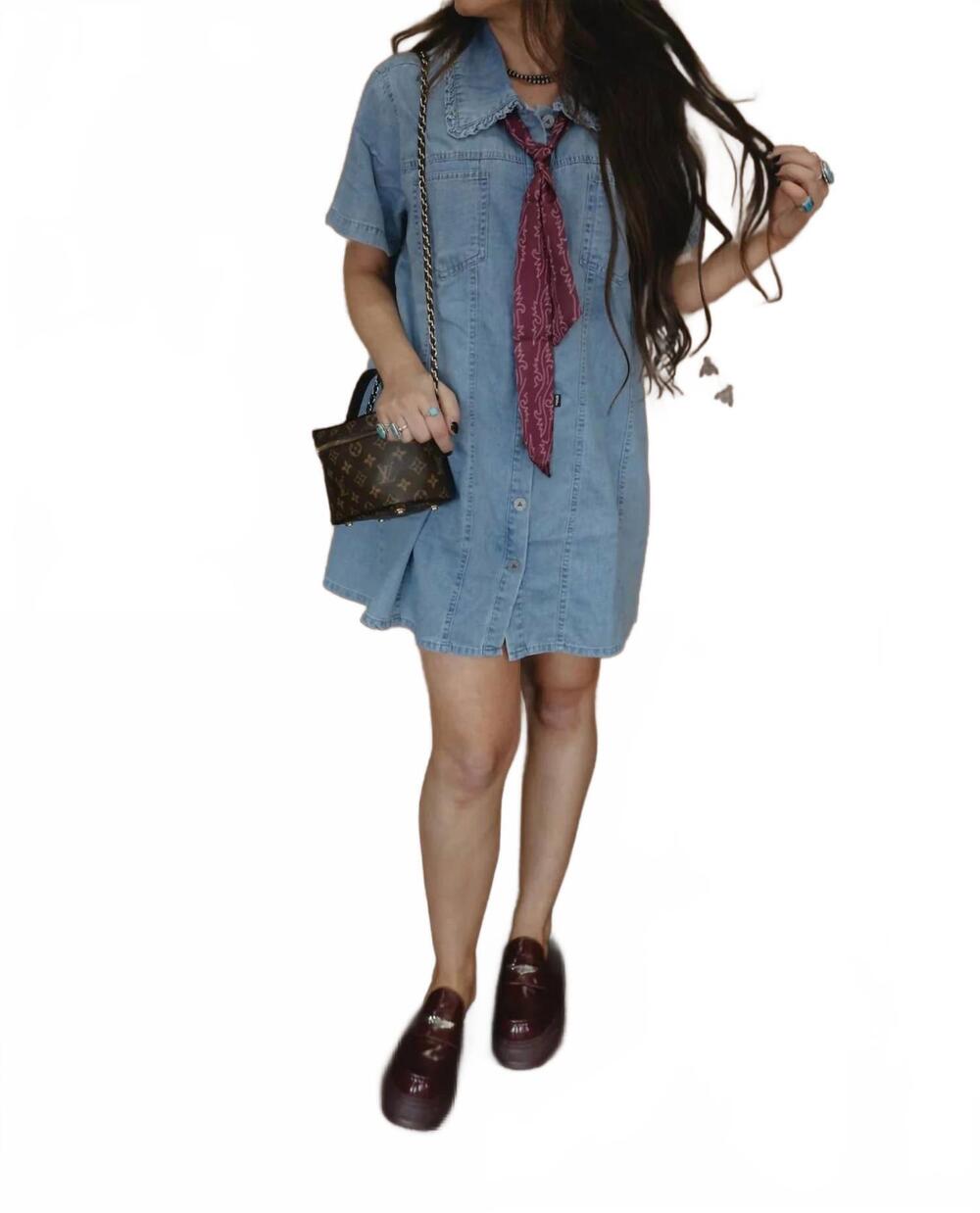 NEW 2FLYCO high plains denim dress in blue